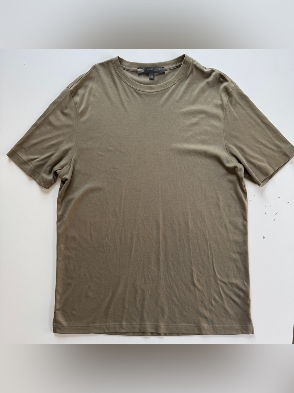 Robert Barakett T-Shirt Mens Large Sage Green Pima Cotton Crewneck Minimalist
